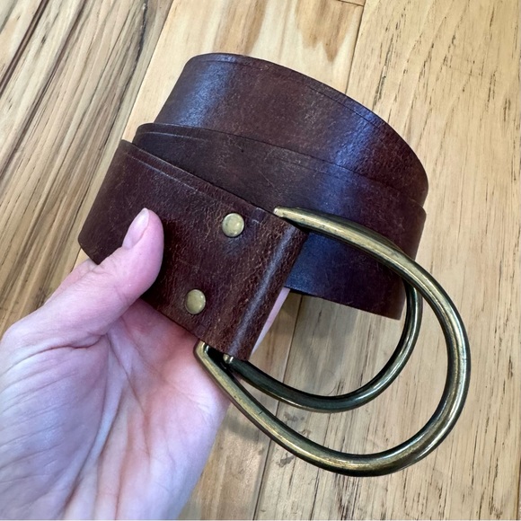 Ralph Lauren Leather Belt double loop brass heritage adjustable equestrian OS - Picture 10 of 10